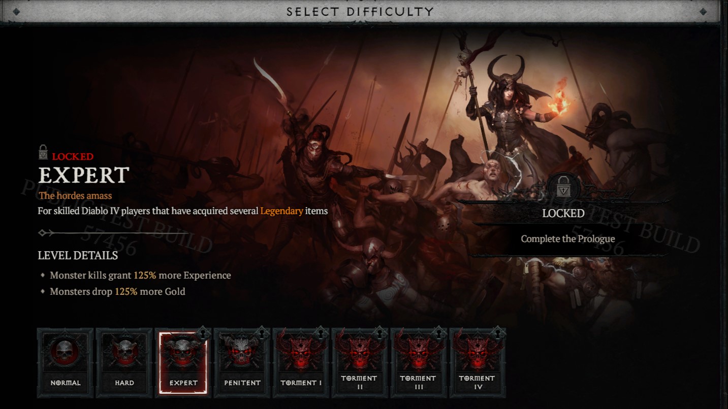 Diablo 4 difficulty levels