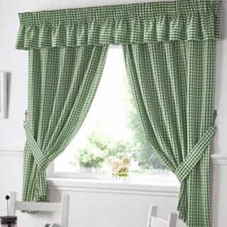 Dorothy Gingham Green Curtains