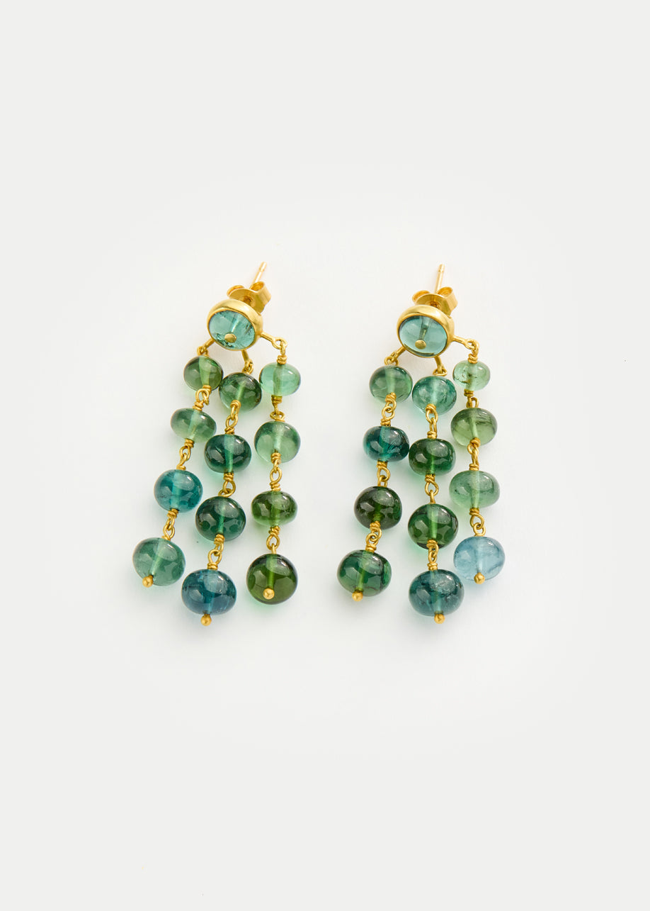 18kt Gold Green Tourmaline Colette Bead Earrings