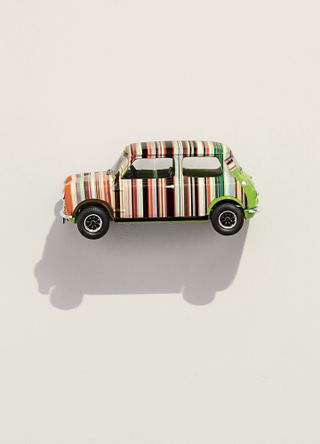 Model of a Mini car in Paul Smith stripes