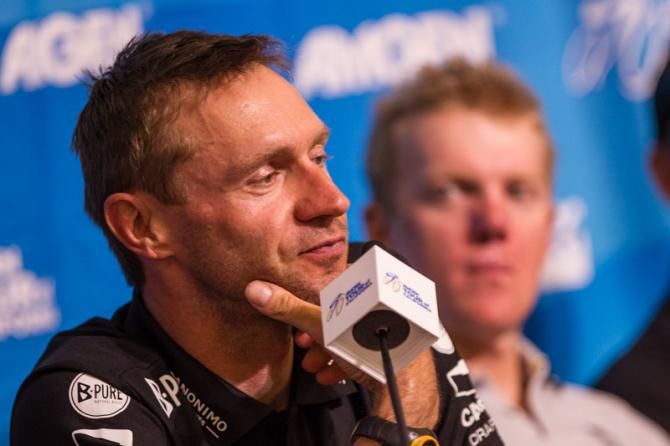 Jens Voigt (Radioshack Leopard) always has words of wisdom at the press conference.