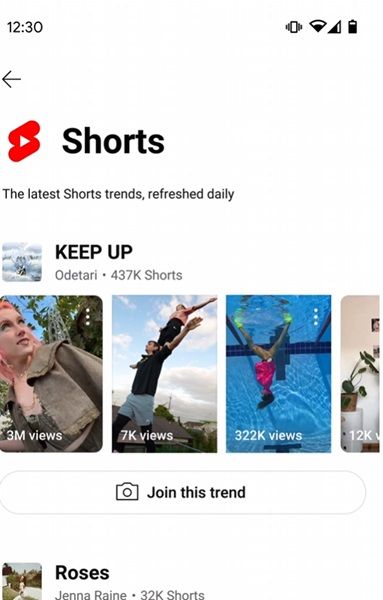 Soon, Shorts will display a "trends" button, taking users to a dedicated page of Trending Shorts.