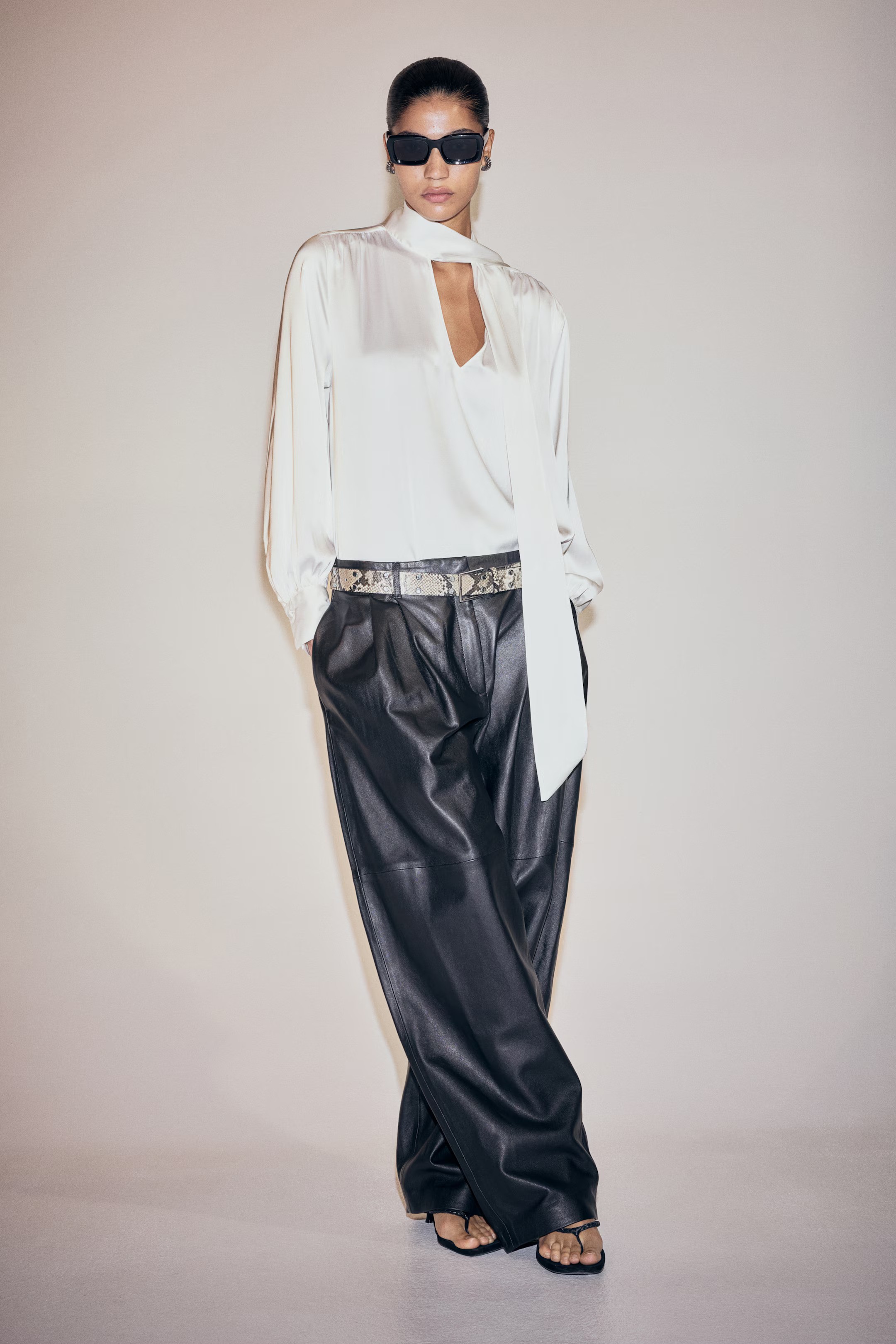 H&amp;amp;M, Tie-neck chiffon blouse