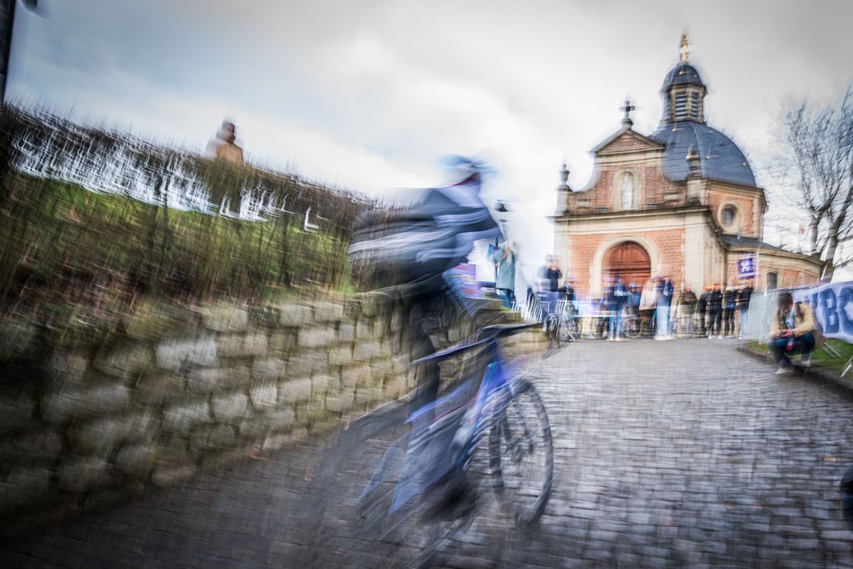 Mandatory Credit Photo by Shutterstock 15170876ayA picture shows De muur van Geraardsbergen during a track reconnaissance session ahead this weekends oneday cycling race Omloop Het Nieuwsblad opening race of the Flemish classic one day races season Thursday 27 February 2025Cycling Omloop Track Reconnaissance Gent Belgium 27 Feb 2025