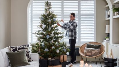 Designer Justin Coakley's neutrally decorated home stylishly dressed for Christmas