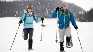 Snowshoers having fun in the snow