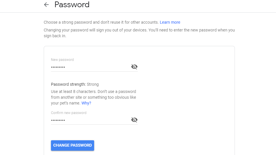 gmail password