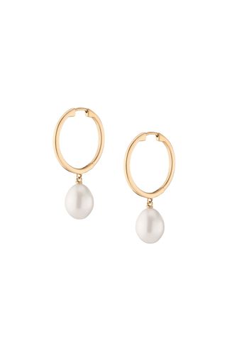 Aurate Pearl Drop Hoop Earrings