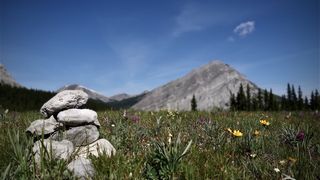 Rock cairn in the Canadian Rockies