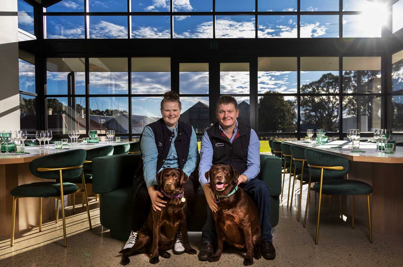 Belinda and John Hughes Rieslingfreak with dogs