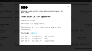 HBO.com's schedule entry for The Last of Us season finale shows its 45 minute runtime.