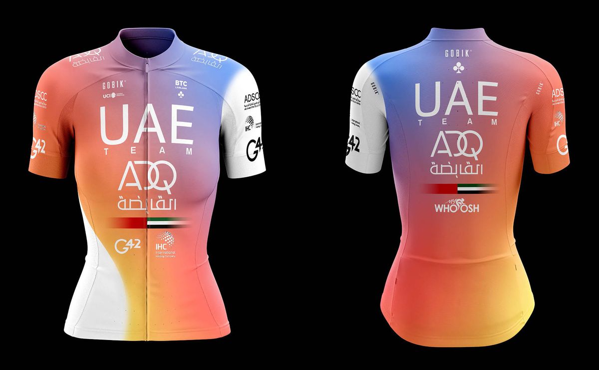 The jersey for the 2022 UAE Team ADQ Women&#039;s WorldTeam