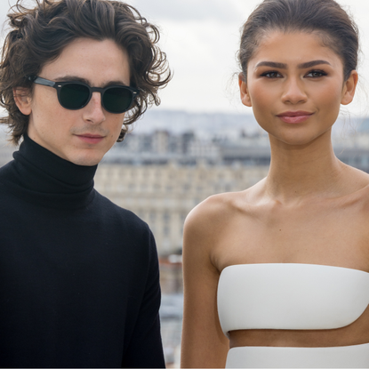Timothee Chalamet and Zendaya Coleman attend the "Dune 2" Photocall at Shangri La Hotel on February 12, 2024 in Paris, France.