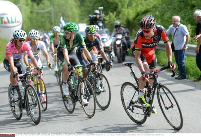 Cadel Evans (BMC) checks his rivals during the 2014 Giro d'Italia