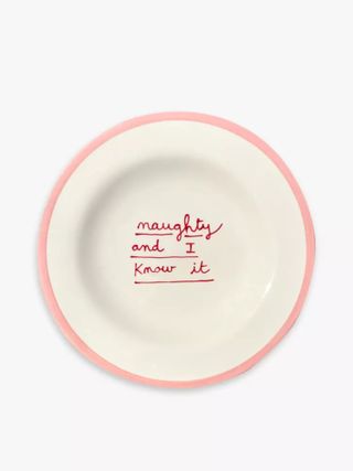 Naughty and I Know It Hand-Painted Stoneware Dessert Plate 20cm