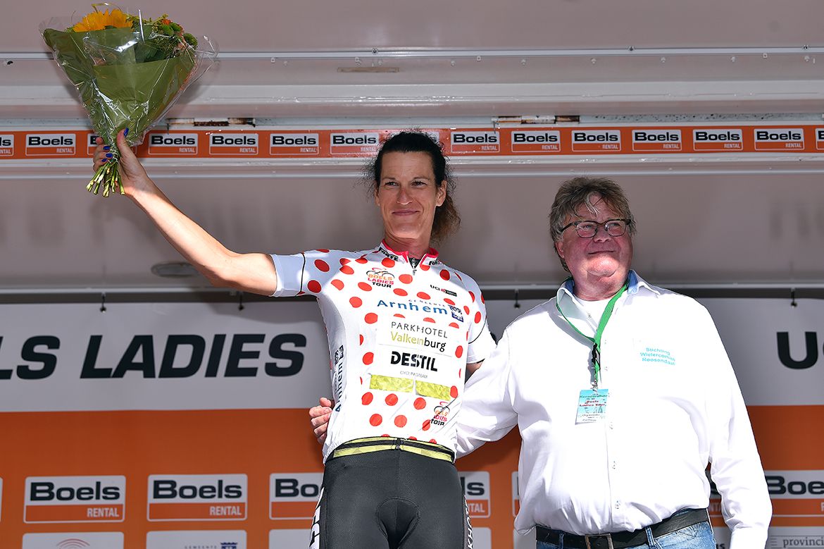 Mountains classification leader Natalie van Gogh