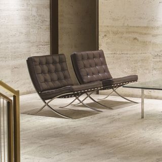A pair of Mies van der Rohe’s ’Barcelona’ lobby chairs