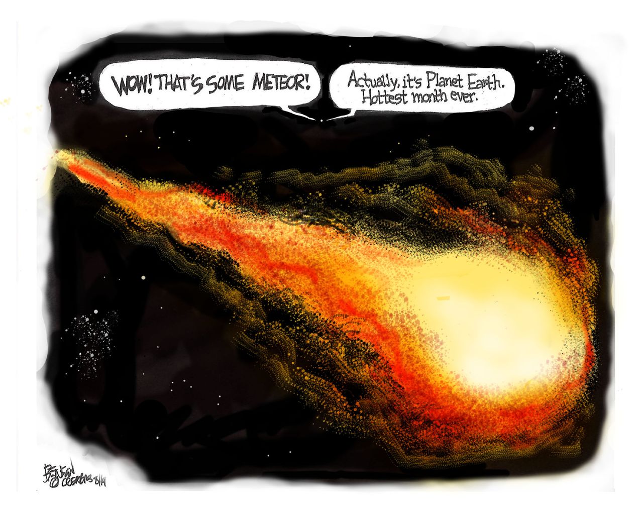 Political Cartoon Hottest Month Ever Planet Earth