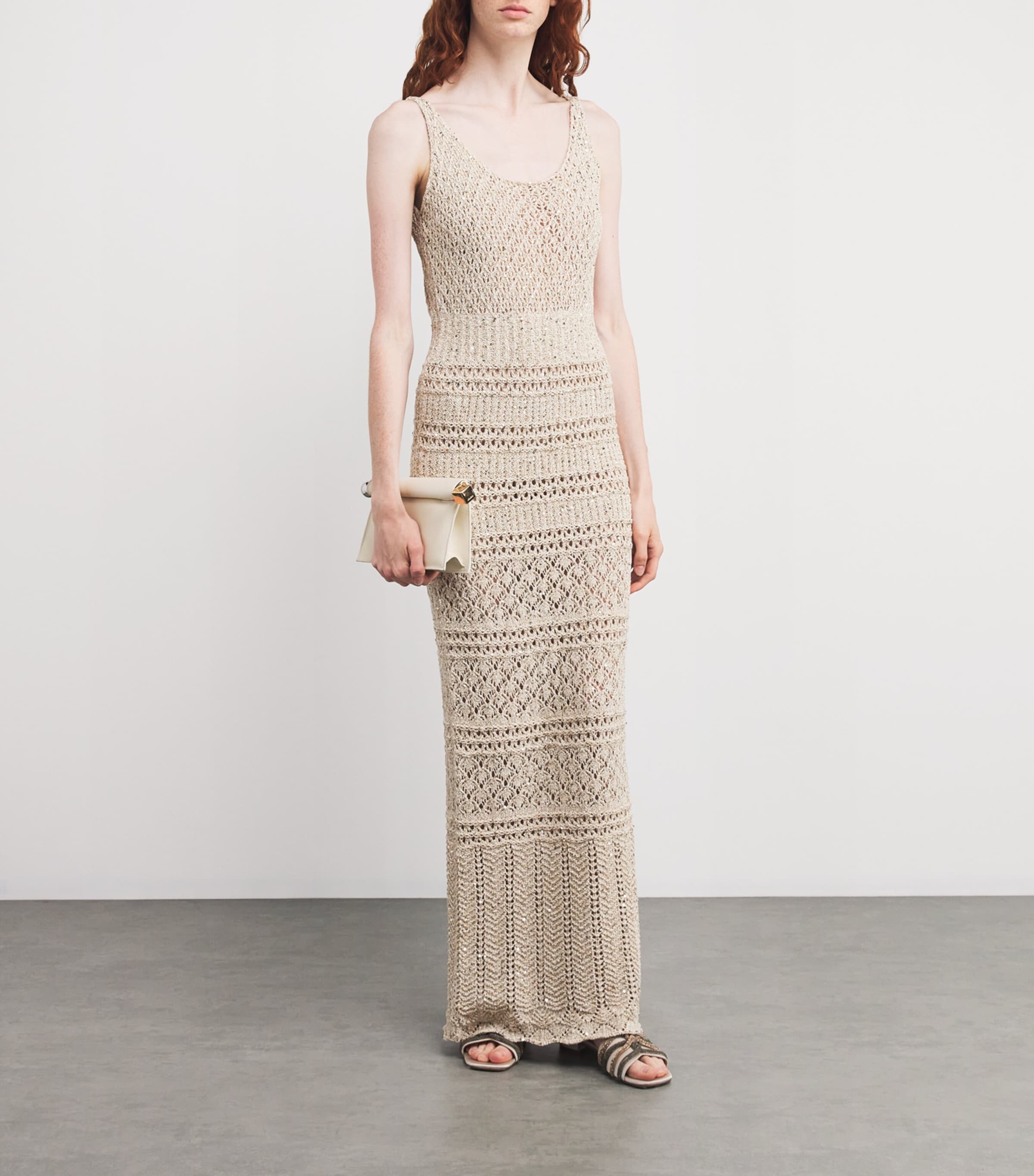 Cotton Sequinned Maxi Dress