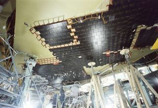 Engineers devised lightweight ceramic tiles to protect shuttle Discovery from atmospheric heat during re-entry.