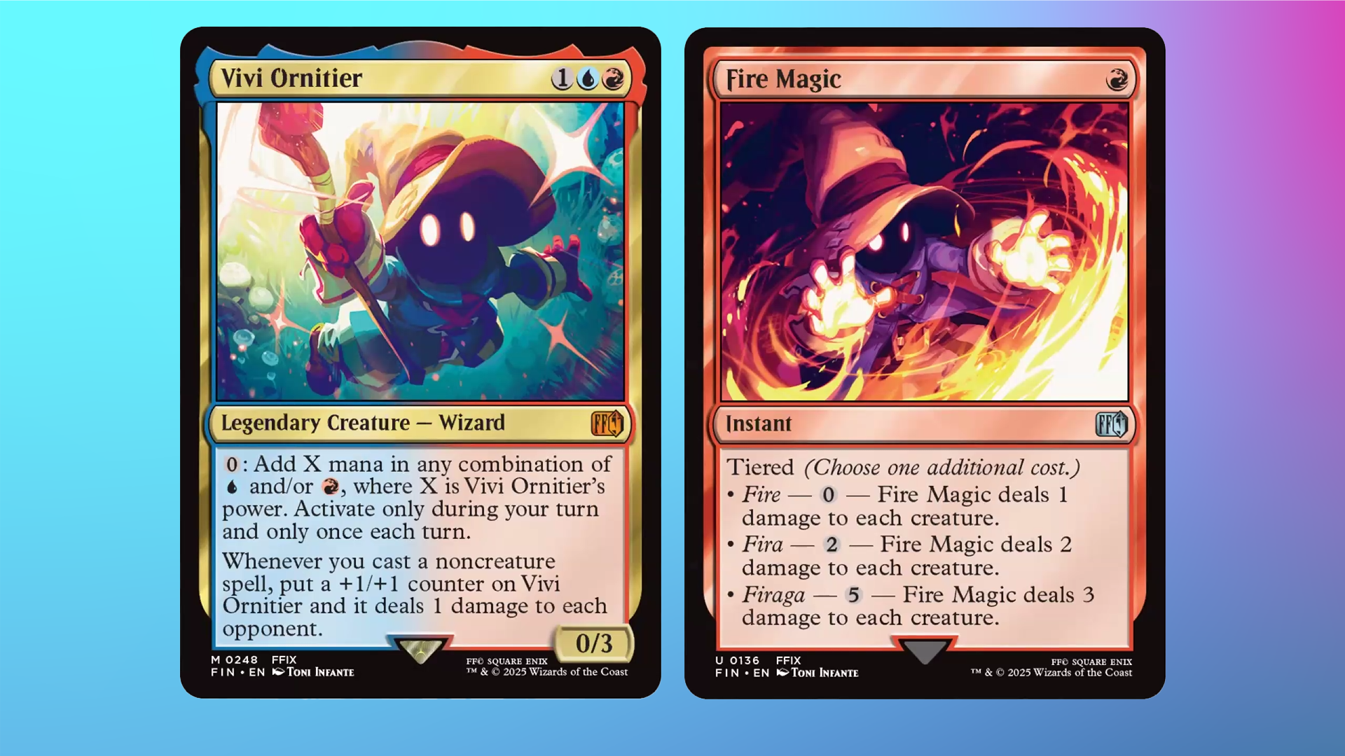 Magic the Gathering cards featuring Final Fantasy characters