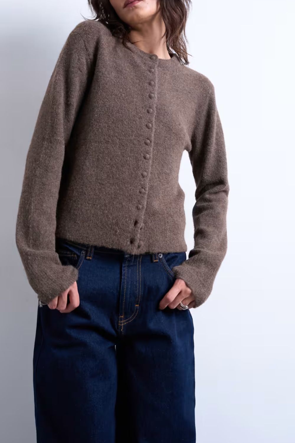 Topshop, Knitted covered button cardigan