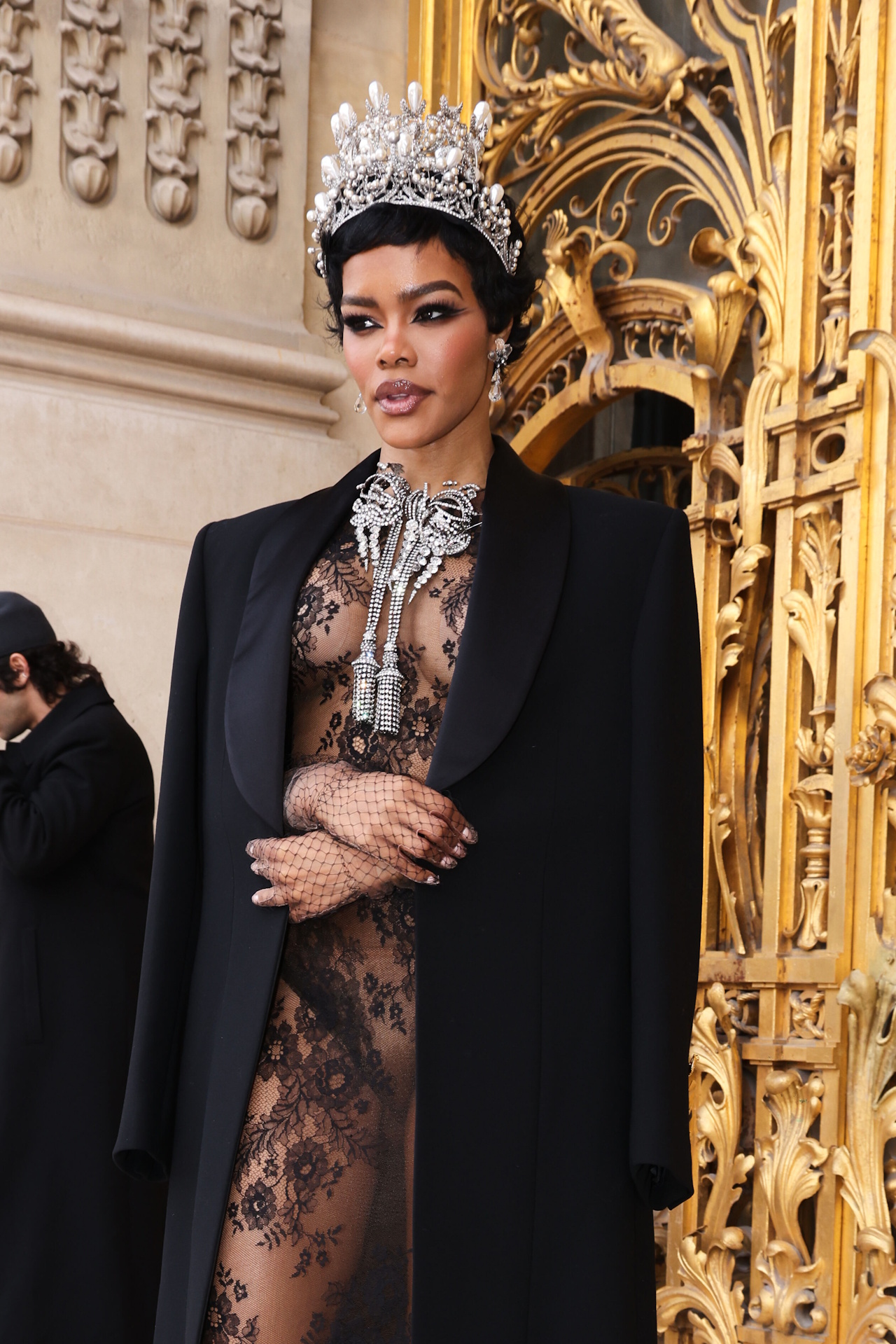 Teyana Taylor attends the Schiaparelli Haute Couture Week Spring/Summer 2026 show as part of Paris Fashion Week on January 26, 2026 in Paris, France.