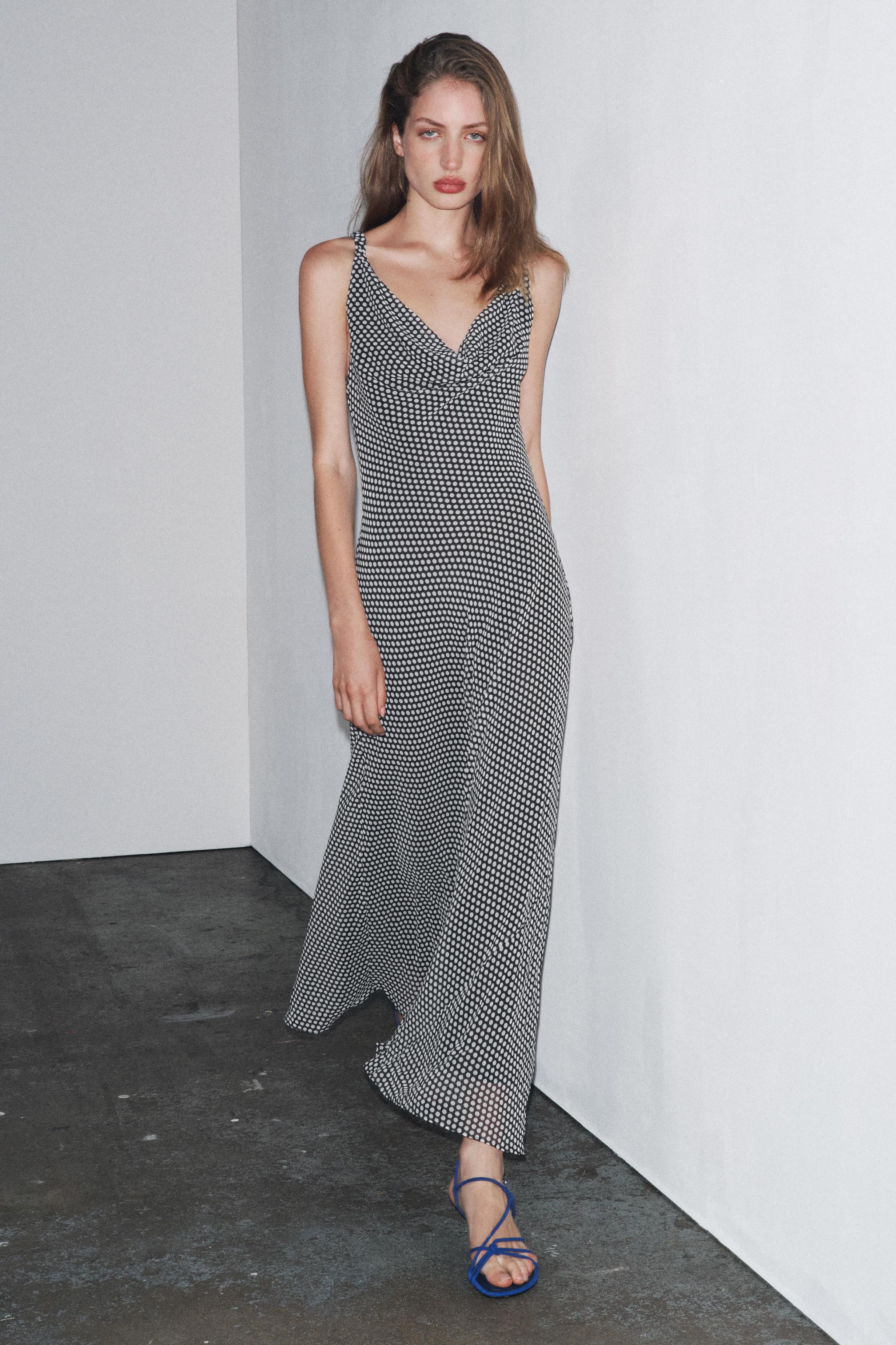 Zw Collection Polka Dot Midi Dress