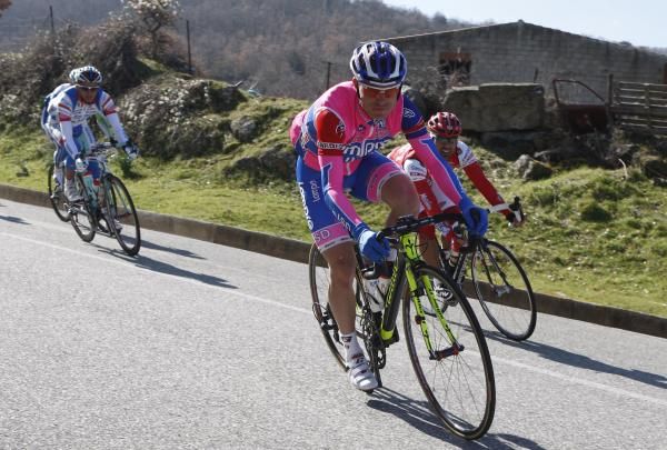Race leader Damiano Cunego (Lampre-ISD) during stage three.