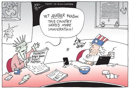 Editorial Cartoon U.S. covid baby bust immigration