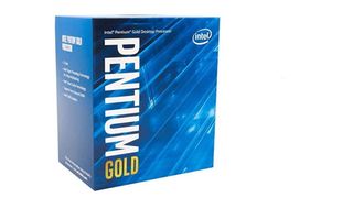Intel Pentium Gold G-6400 against a white background