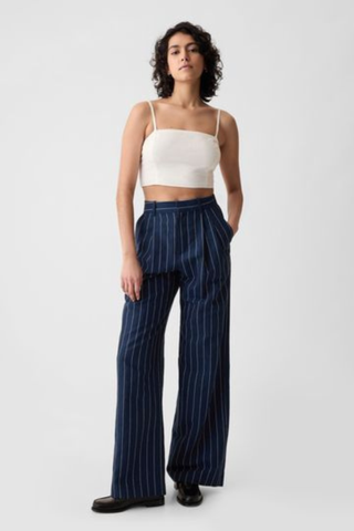 High Waisted Linen Cotton Trousers