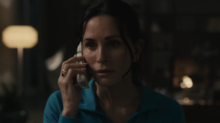 Courteney Cox with on the phone in Scream VI