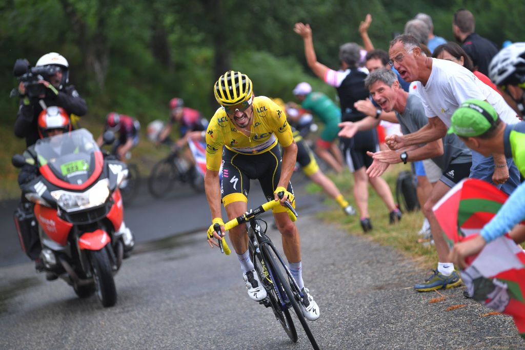Julian Alaphilippe in yellow at the Tour de France
