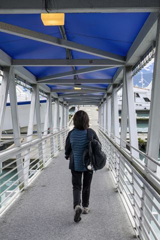 woman boarding a cruise ship