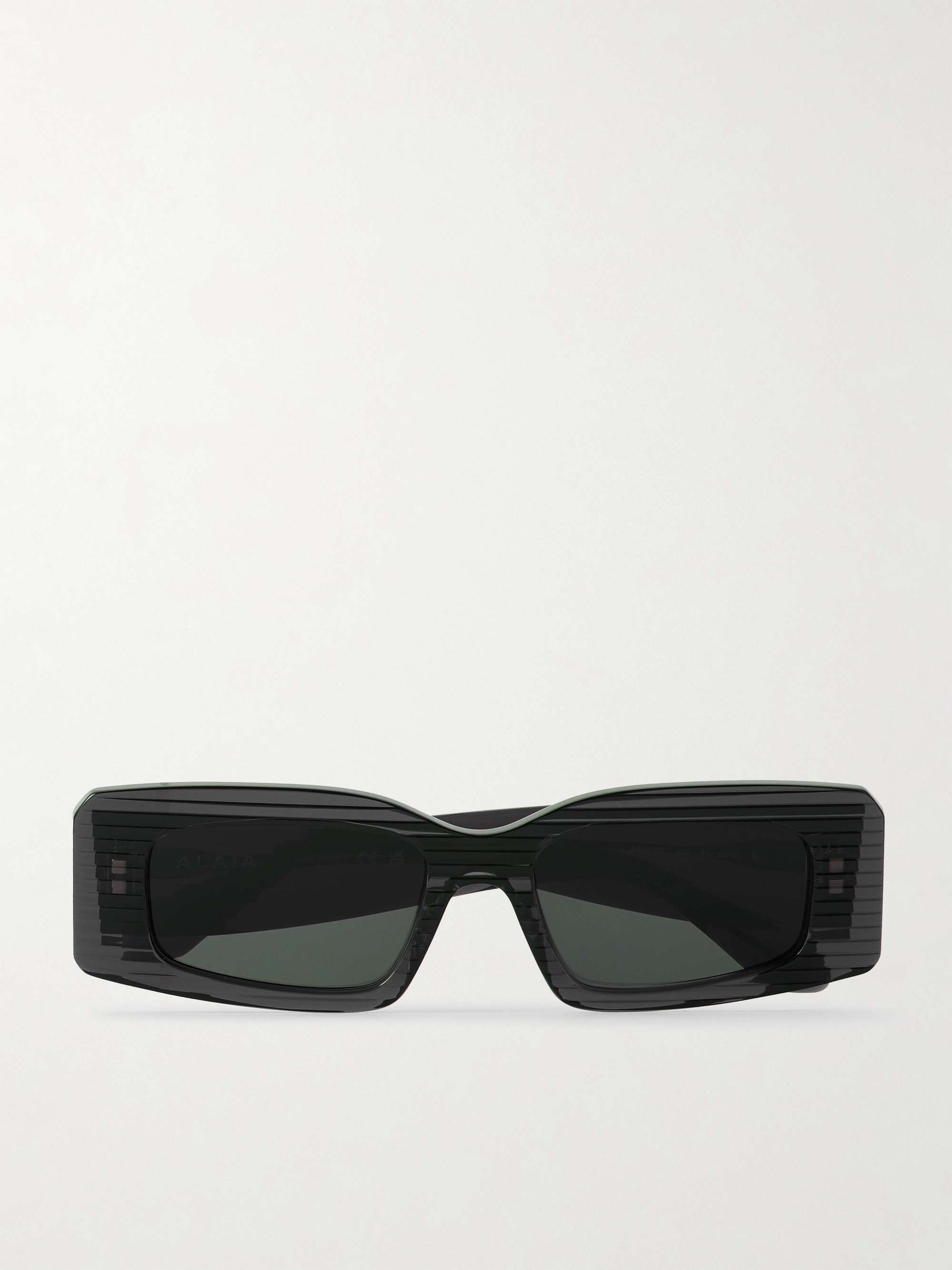 Rectangular-Frame Textured-Acetate Sunglasses