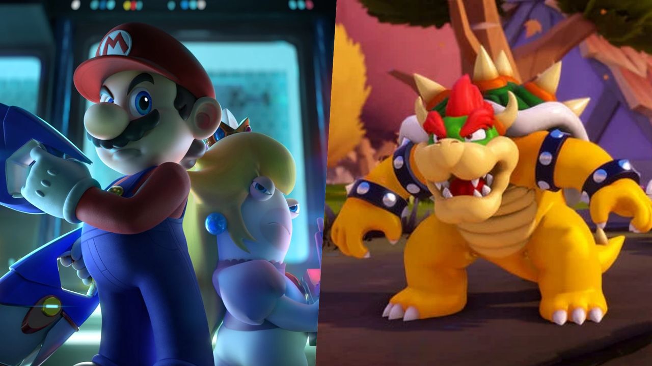 Mario and Peach Rabbid / Bowser in Mario + Rabbids Sparks of Hope