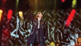 A photograph of Rob Halford of Judas Priest on stage