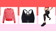 Sweaty Betty jumper, sports bra, and Power leggings, representing some items on sale during Sweaty Betty Insiders Week