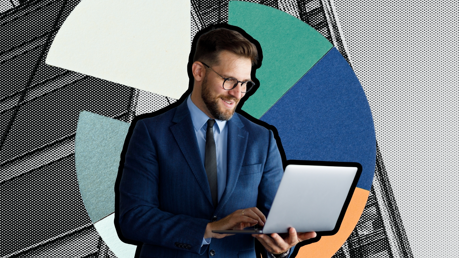 Banker looking at laptop receiving their bonus