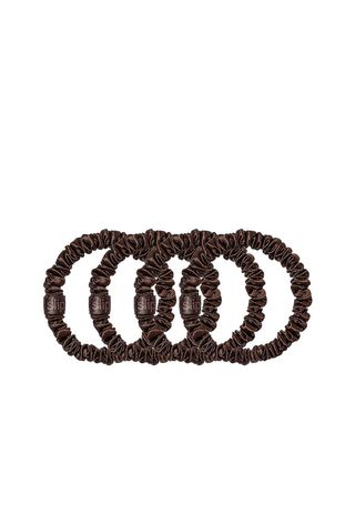 Slip, Silk Skinny Scrunchies 4-Pack in Dark Brown