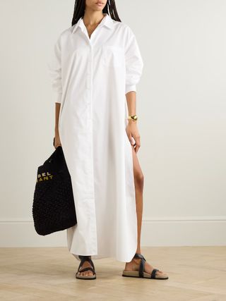 THE FRANKIE SHOP, Avery Oversized Cotton-Blend Poplin Maxi Shirt Dress