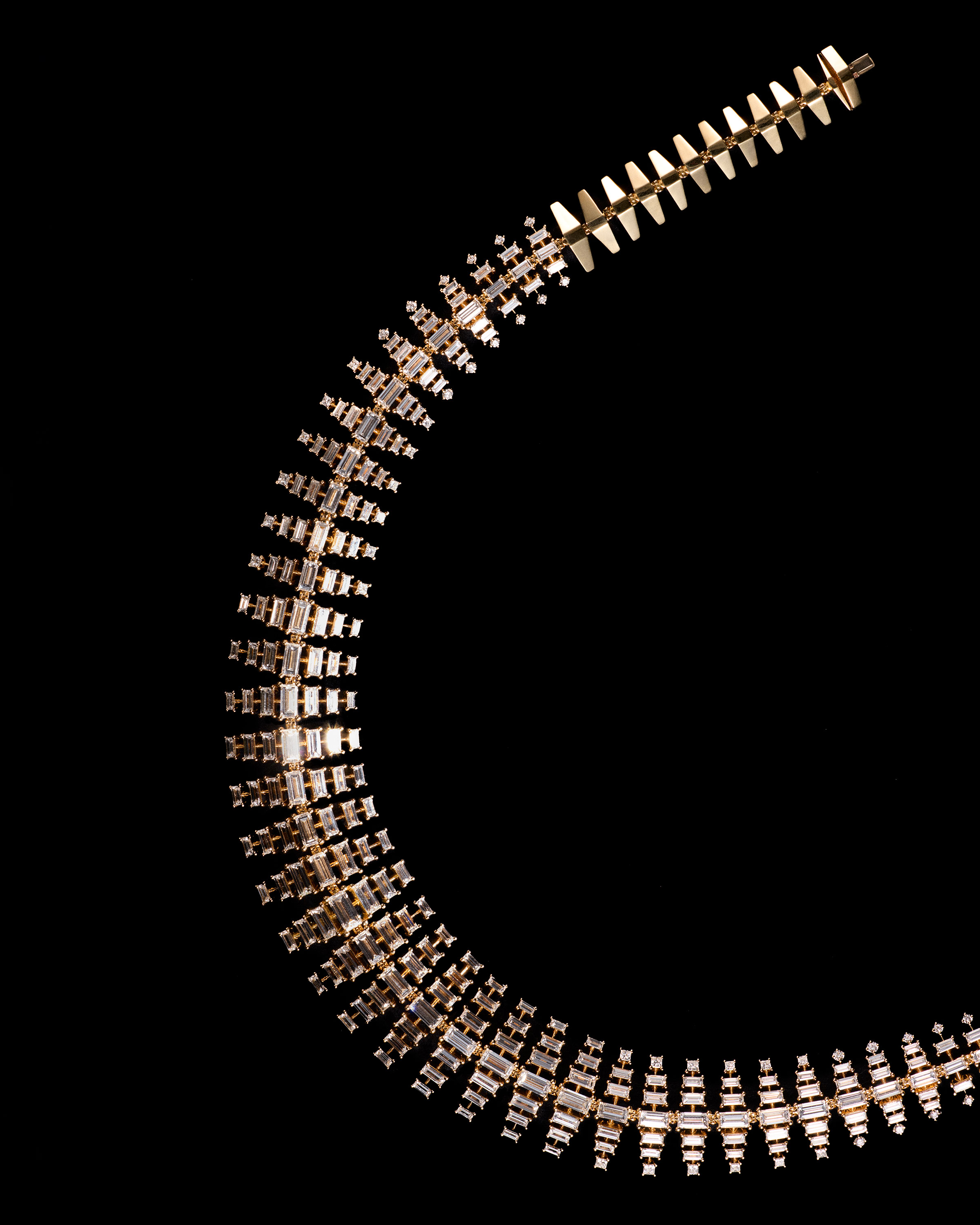 diamond necklace on black background