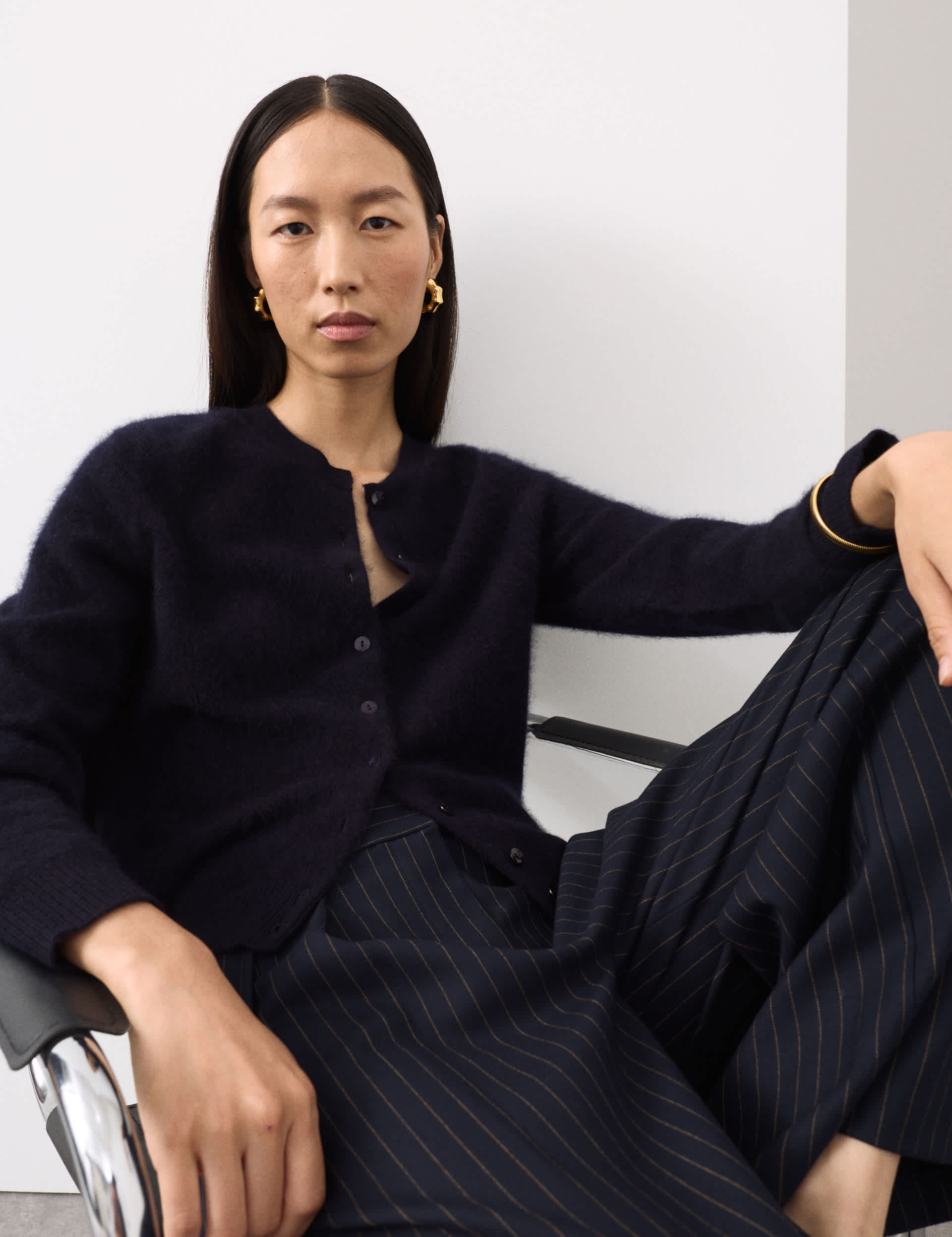 Wool Rich Relaxed Cardigan With Cashmere