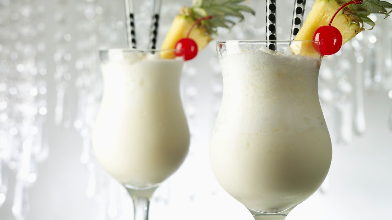 Two Pina Colada Cocktail Drinks