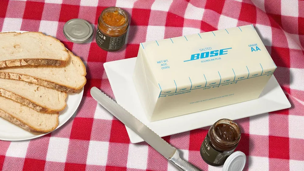 Bose speaker packaging designed to look like a pack of butter