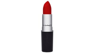 MAC Ruby Woo red lipstick, a blue-toned red