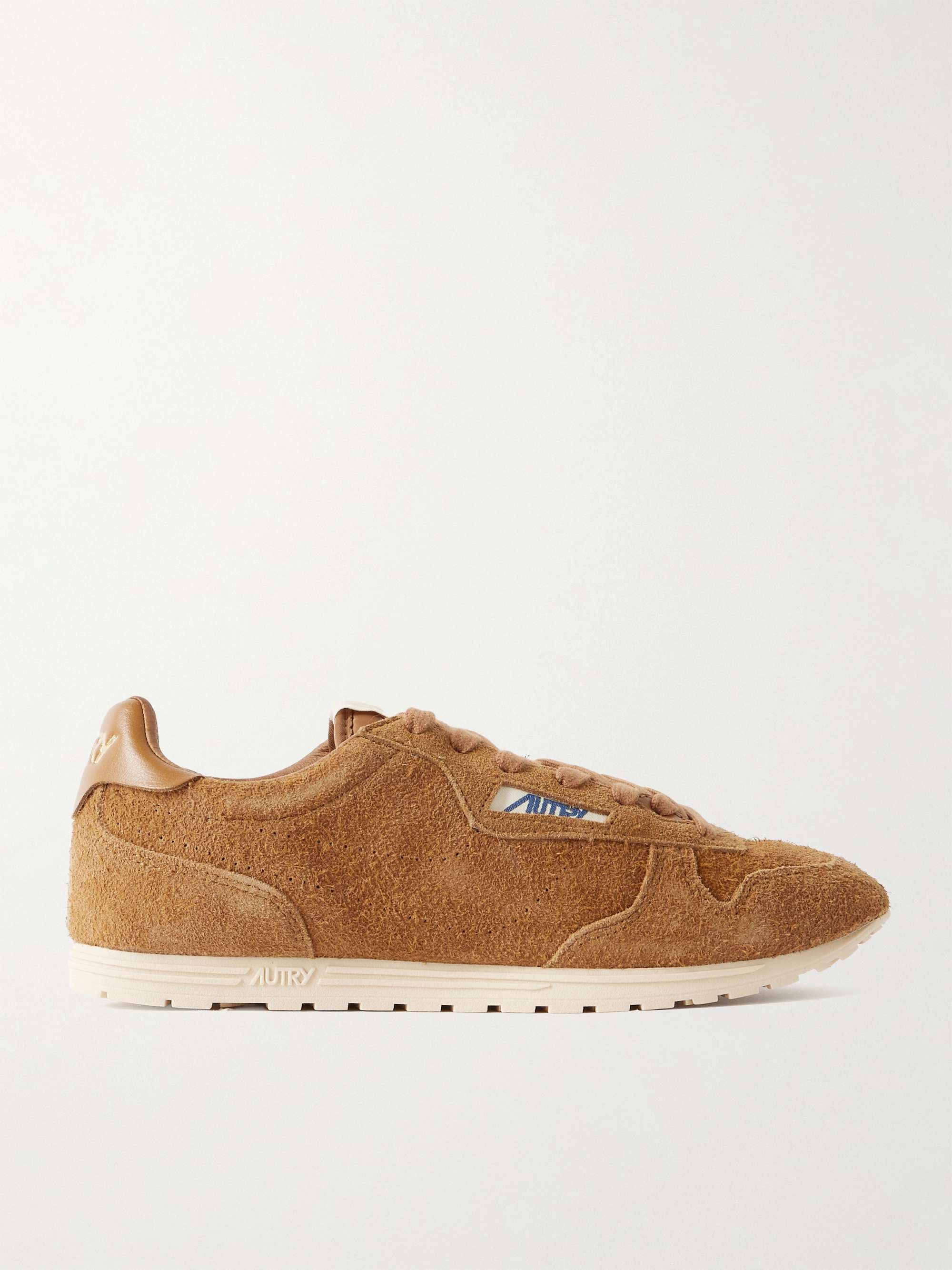 AUTRY Windspin Leather-Trimmed Perforated Brushed Suede Sneakers
