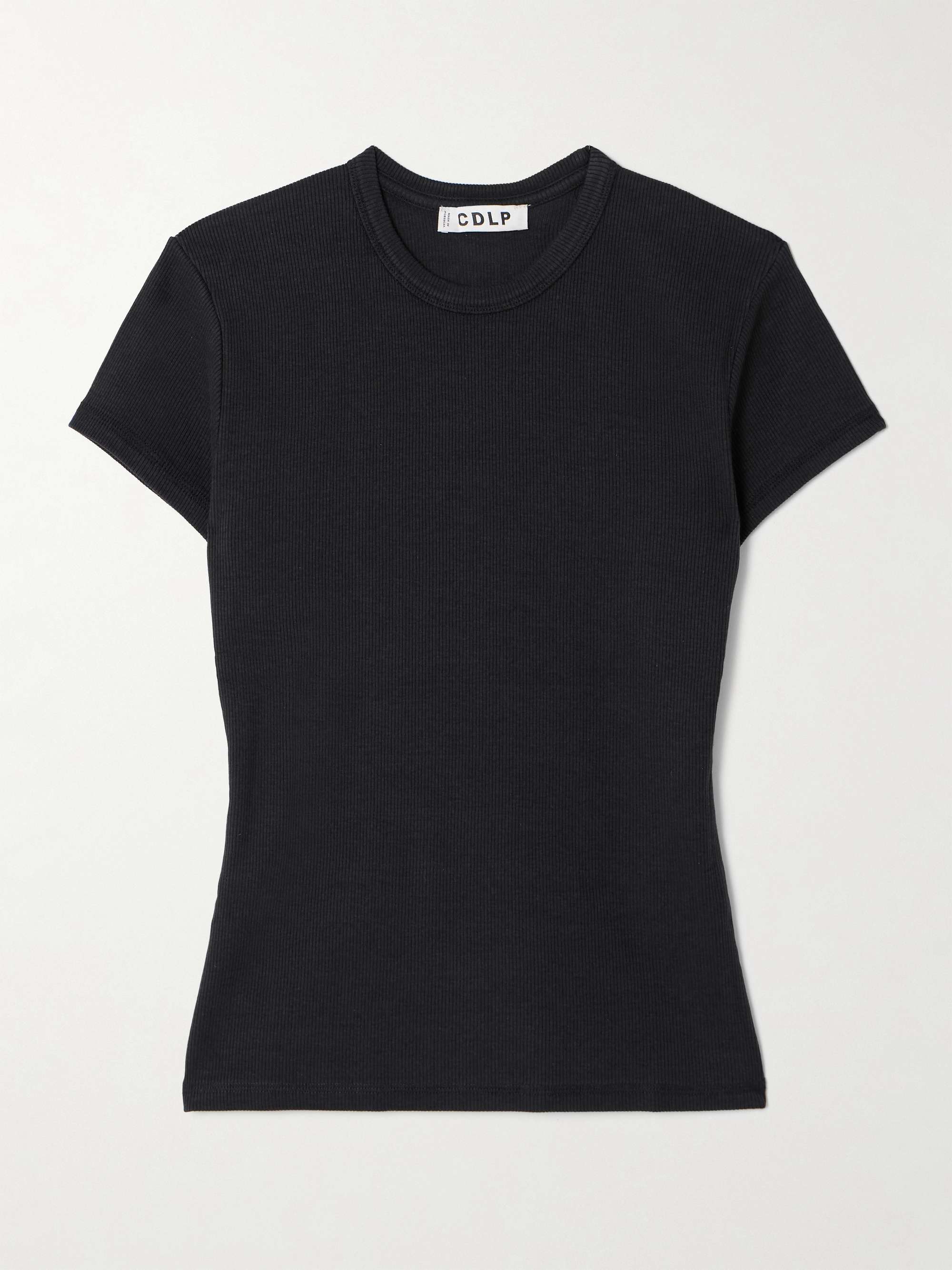 Ribbed stretch lyocell and cotton-blend T-shirt