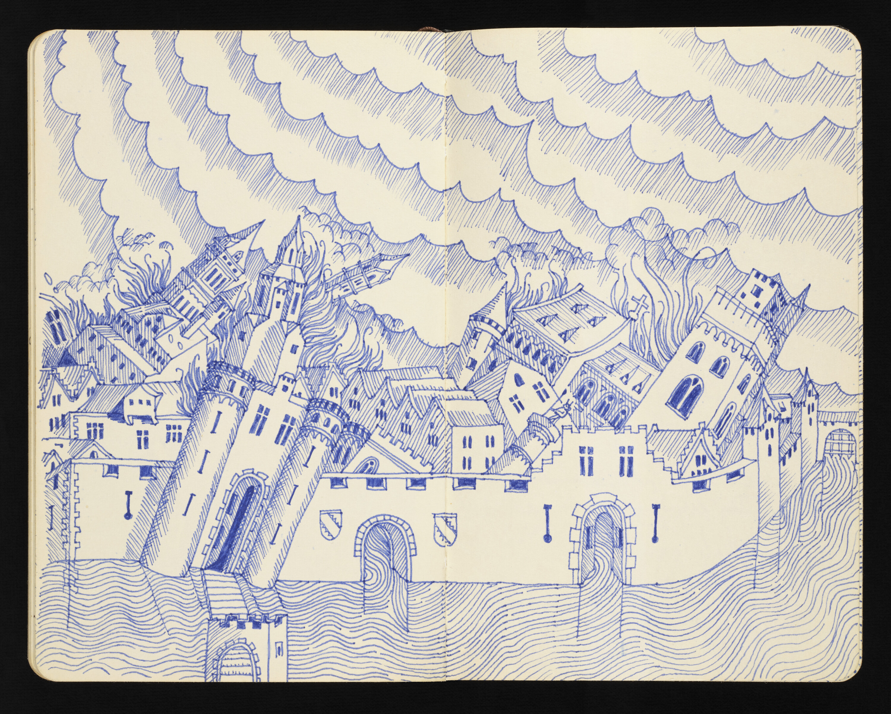 Radiohead sketch of city falling down